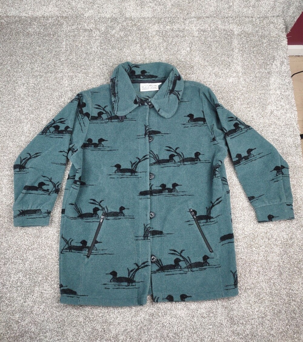 Cold Air Design Jacket Adult Medium Jackson Hole Wyoming USA Fleece Duck Motif